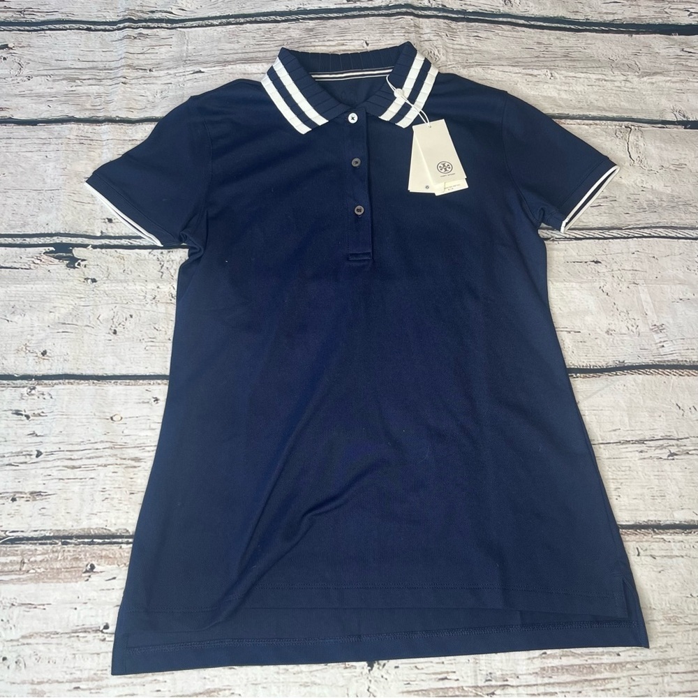 NWT Tory Sport Performance Pique Pleated-Collar Polo Size XS